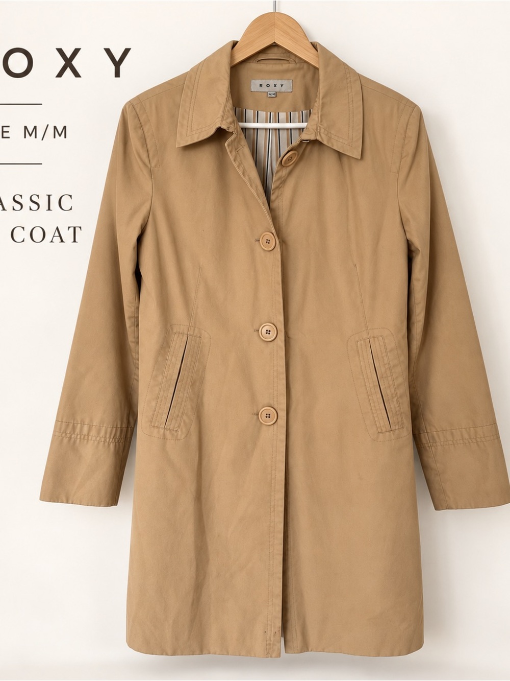 Roxy Women's Tan Single-Breasted Trench Coat